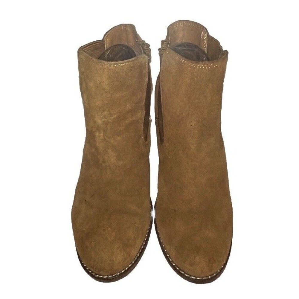 LUCKY BRAND Yamka Leather Suede Wedge Bootie Camel Tan BOOTS Sz 8 Woman’s